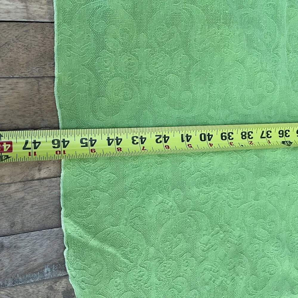 Green Floral Brocade Fabric Tablecloth 46 x 61